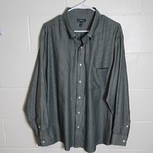 Green Pinstriped Soft Button-Down Shirt